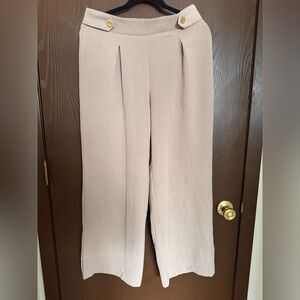 Elegant Cream Wide Leg Women's Pants